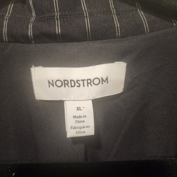 Nordstrom Women's Black Striped Blazer One Button Flap Pocket Size XL - Picture 5 of 7